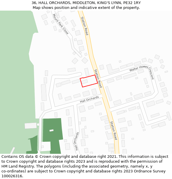 36, HALL ORCHARDS, MIDDLETON, KING'S LYNN, PE32 1RY: Location map and indicative extent of plot