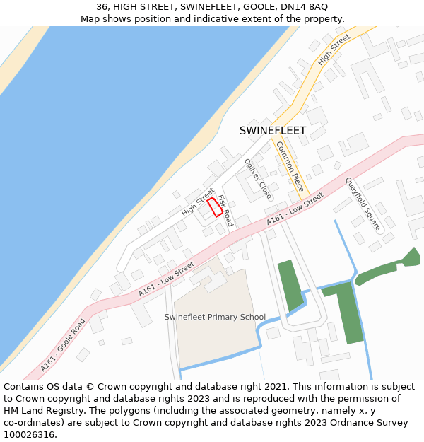 36, HIGH STREET, SWINEFLEET, GOOLE, DN14 8AQ: Location map and indicative extent of plot