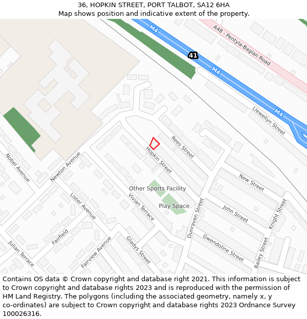 36, HOPKIN STREET, PORT TALBOT, SA12 6HA: Location map and indicative extent of plot