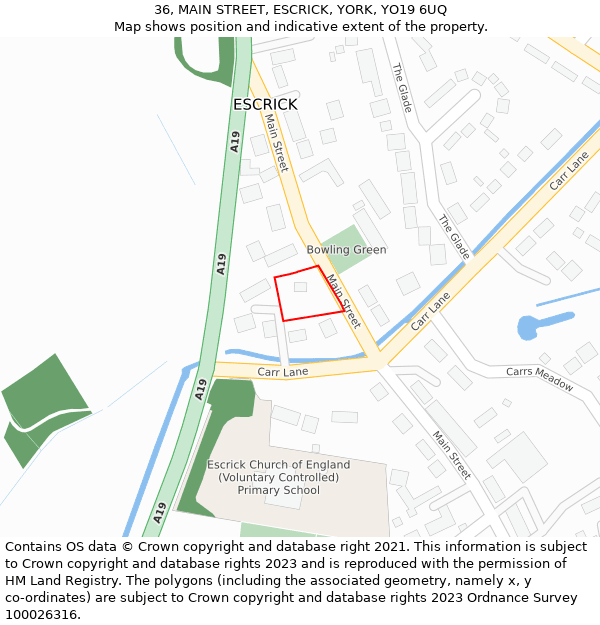 36, MAIN STREET, ESCRICK, YORK, YO19 6UQ: Location map and indicative extent of plot