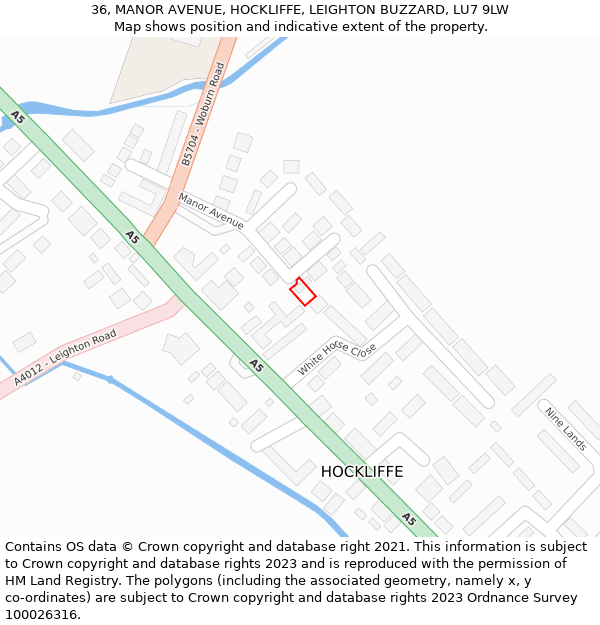 36, MANOR AVENUE, HOCKLIFFE, LEIGHTON BUZZARD, LU7 9LW: Location map and indicative extent of plot