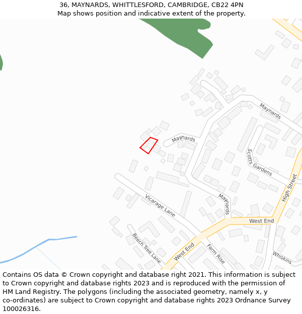 36, MAYNARDS, WHITTLESFORD, CAMBRIDGE, CB22 4PN: Location map and indicative extent of plot