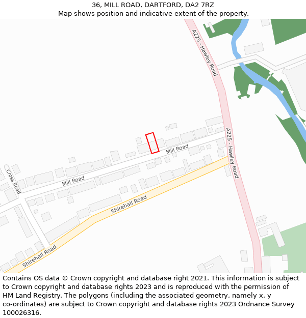 36, MILL ROAD, DARTFORD, DA2 7RZ: Location map and indicative extent of plot