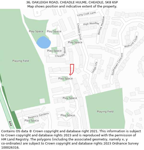 36, OAKLEIGH ROAD, CHEADLE HULME, CHEADLE, SK8 6SP: Location map and indicative extent of plot