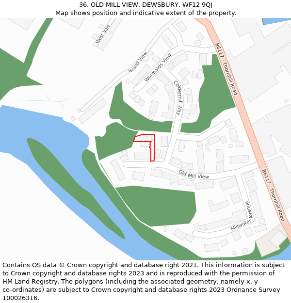 36, OLD MILL VIEW, DEWSBURY, WF12 9QJ: Location map and indicative extent of plot