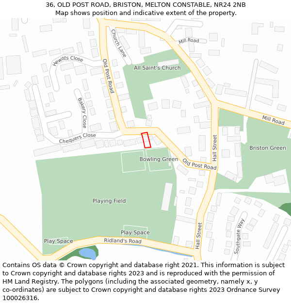 36, OLD POST ROAD, BRISTON, MELTON CONSTABLE, NR24 2NB: Location map and indicative extent of plot