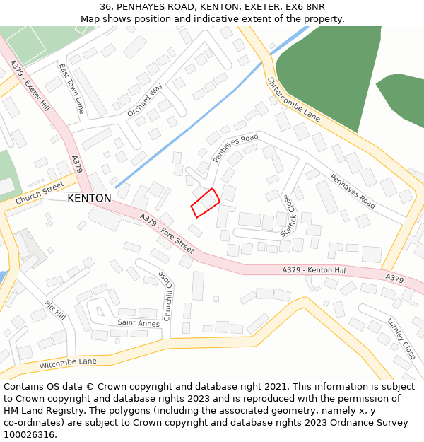 36, PENHAYES ROAD, KENTON, EXETER, EX6 8NR: Location map and indicative extent of plot