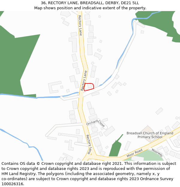 36, RECTORY LANE, BREADSALL, DERBY, DE21 5LL: Location map and indicative extent of plot