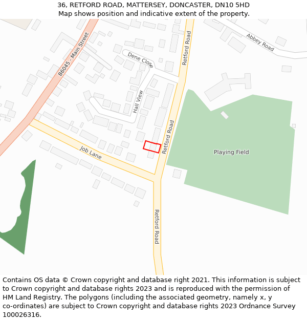 36, RETFORD ROAD, MATTERSEY, DONCASTER, DN10 5HD: Location map and indicative extent of plot