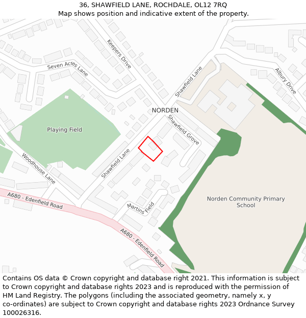 36, SHAWFIELD LANE, ROCHDALE, OL12 7RQ: Location map and indicative extent of plot