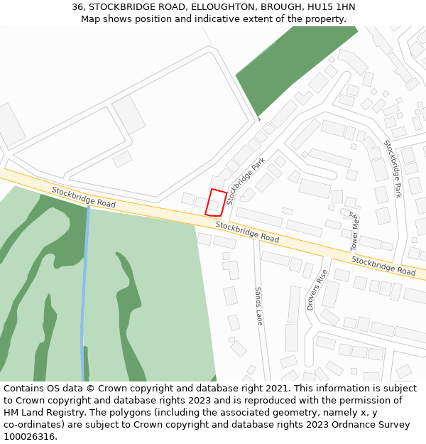 36, STOCKBRIDGE ROAD, ELLOUGHTON, BROUGH, HU15 1HN: Location map and indicative extent of plot