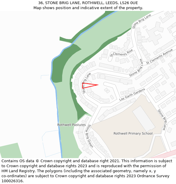 36, STONE BRIG LANE, ROTHWELL, LEEDS, LS26 0UE: Location map and indicative extent of plot