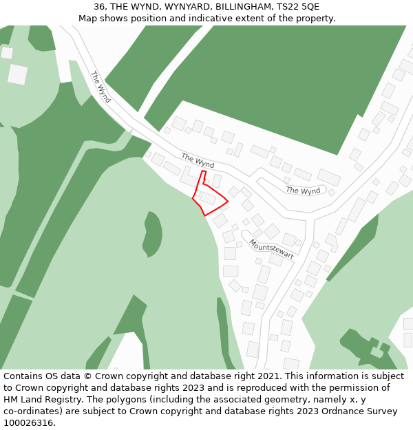 36, THE WYND, WYNYARD, BILLINGHAM, TS22 5QE: Location map and indicative extent of plot