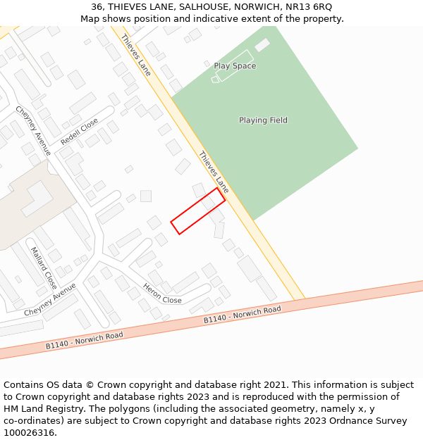 36, THIEVES LANE, SALHOUSE, NORWICH, NR13 6RQ: Location map and indicative extent of plot