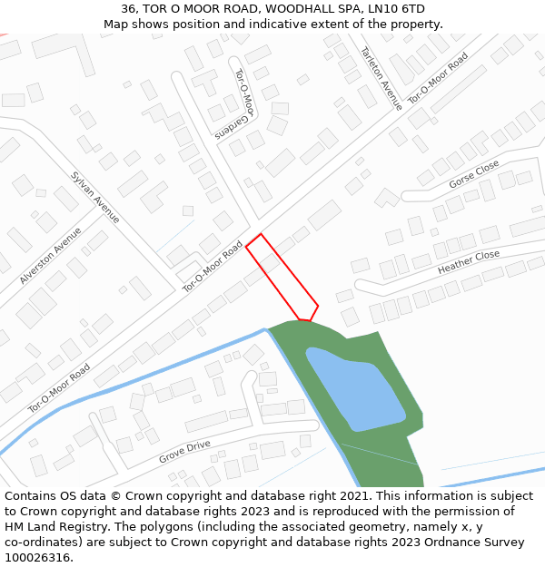 36, TOR O MOOR ROAD, WOODHALL SPA, LN10 6TD: Location map and indicative extent of plot