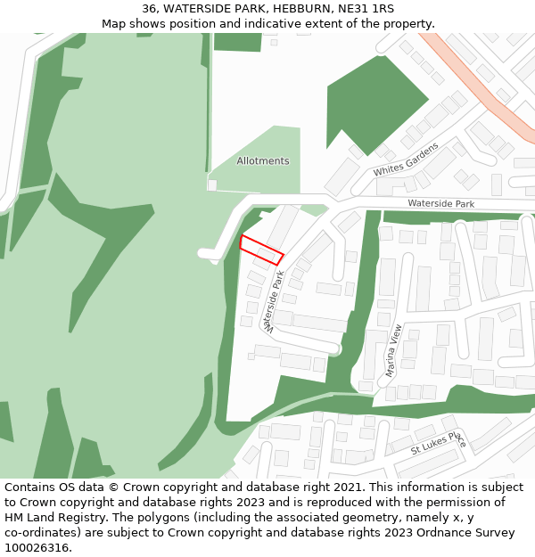 36, WATERSIDE PARK, HEBBURN, NE31 1RS: Location map and indicative extent of plot
