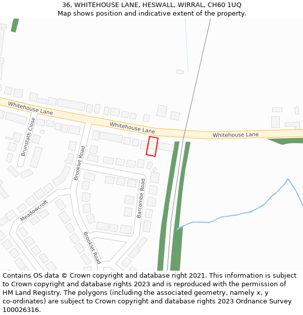 36, WHITEHOUSE LANE, HESWALL, WIRRAL, CH60 1UQ: Location map and indicative extent of plot