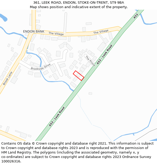 361, LEEK ROAD, ENDON, STOKE-ON-TRENT, ST9 9BA: Location map and indicative extent of plot