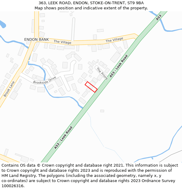 363, LEEK ROAD, ENDON, STOKE-ON-TRENT, ST9 9BA: Location map and indicative extent of plot