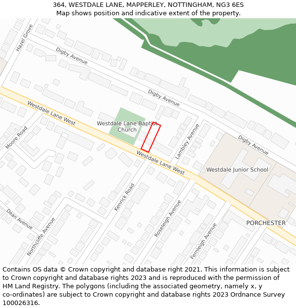 364, WESTDALE LANE, MAPPERLEY, NOTTINGHAM, NG3 6ES: Location map and indicative extent of plot