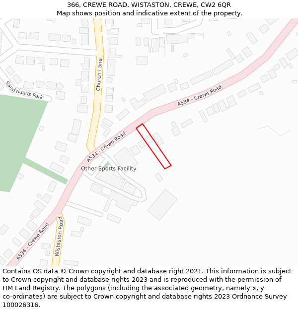 366, CREWE ROAD, WISTASTON, CREWE, CW2 6QR: Location map and indicative extent of plot