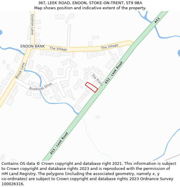 367, LEEK ROAD, ENDON, STOKE-ON-TRENT, ST9 9BA: Location map and indicative extent of plot