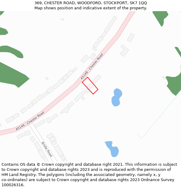 369, CHESTER ROAD, WOODFORD, STOCKPORT, SK7 1QQ: Location map and indicative extent of plot