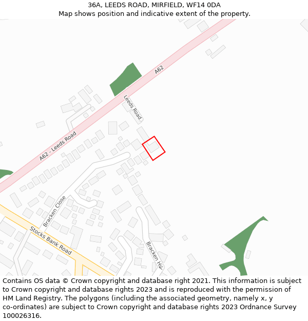 36A, LEEDS ROAD, MIRFIELD, WF14 0DA: Location map and indicative extent of plot
