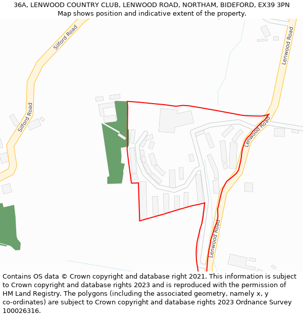 36A, LENWOOD COUNTRY CLUB, LENWOOD ROAD, NORTHAM, BIDEFORD, EX39 3PN: Location map and indicative extent of plot