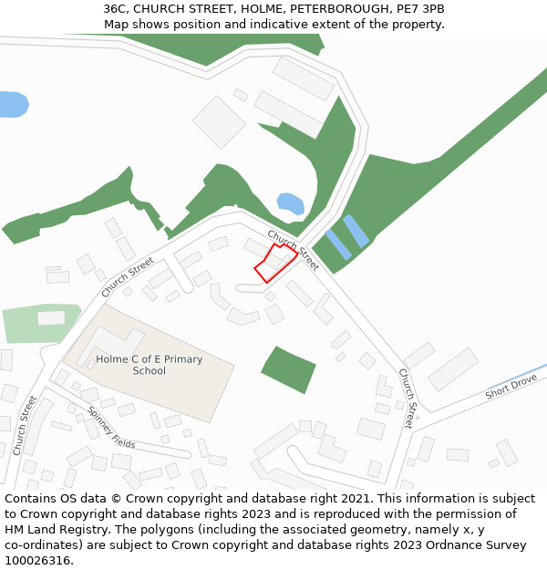 36C, CHURCH STREET, HOLME, PETERBOROUGH, PE7 3PB: Location map and indicative extent of plot