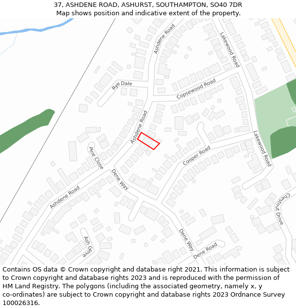 37, ASHDENE ROAD, ASHURST, SOUTHAMPTON, SO40 7DR: Location map and indicative extent of plot