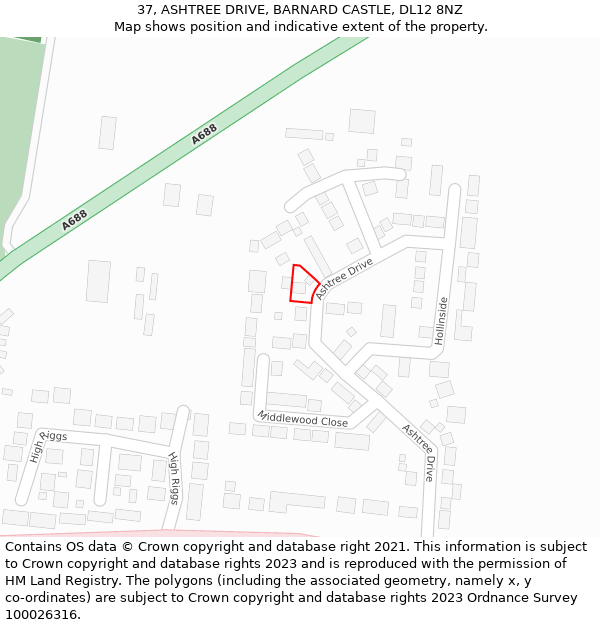 37, ASHTREE DRIVE, BARNARD CASTLE, DL12 8NZ: Location map and indicative extent of plot