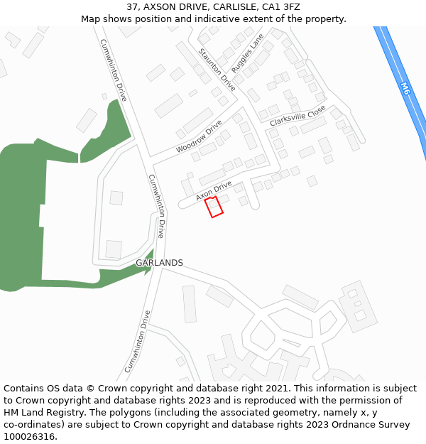 37, AXSON DRIVE, CARLISLE, CA1 3FZ: Location map and indicative extent of plot