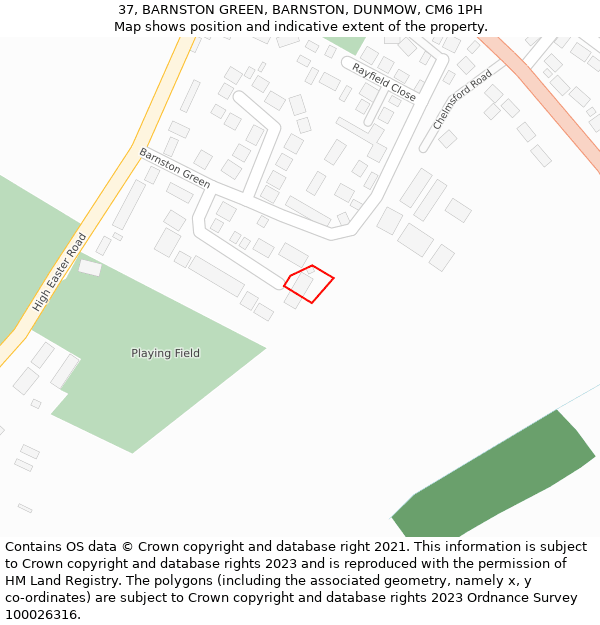 37, BARNSTON GREEN, BARNSTON, DUNMOW, CM6 1PH: Location map and indicative extent of plot