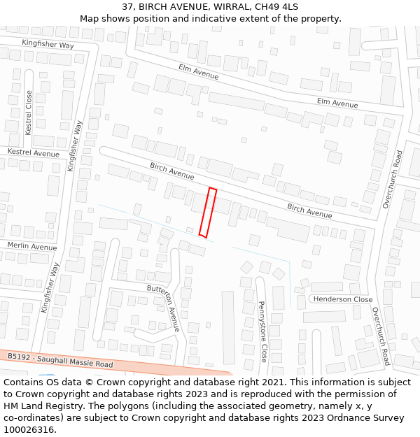 37, BIRCH AVENUE, WIRRAL, CH49 4LS: Location map and indicative extent of plot