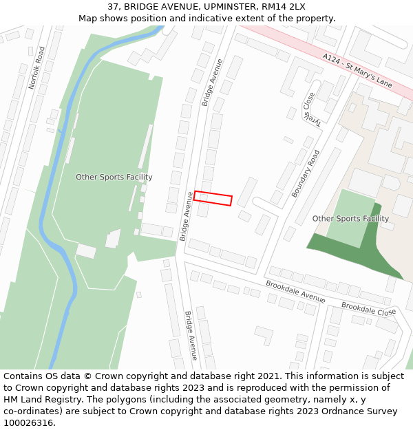 37, BRIDGE AVENUE, UPMINSTER, RM14 2LX: Location map and indicative extent of plot