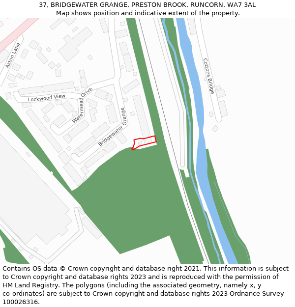 37, BRIDGEWATER GRANGE, PRESTON BROOK, RUNCORN, WA7 3AL: Location map and indicative extent of plot