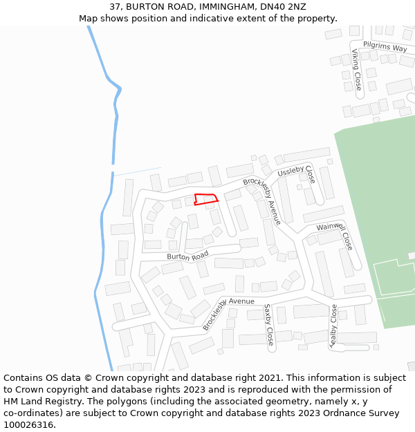 37, BURTON ROAD, IMMINGHAM, DN40 2NZ: Location map and indicative extent of plot