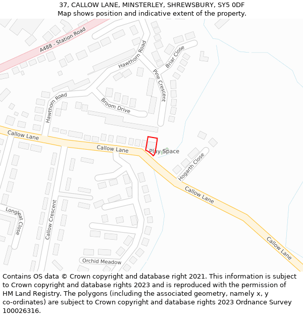 37, CALLOW LANE, MINSTERLEY, SHREWSBURY, SY5 0DF: Location map and indicative extent of plot