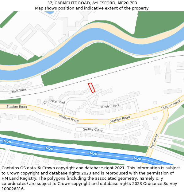 37, CARMELITE ROAD, AYLESFORD, ME20 7FB: Location map and indicative extent of plot