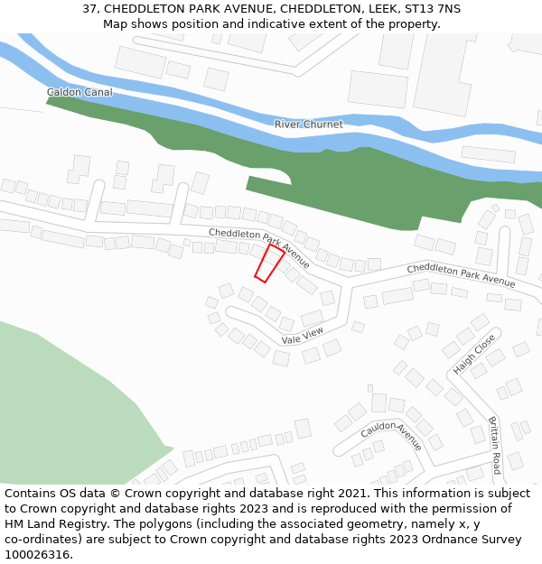 37, CHEDDLETON PARK AVENUE, CHEDDLETON, LEEK, ST13 7NS: Location map and indicative extent of plot