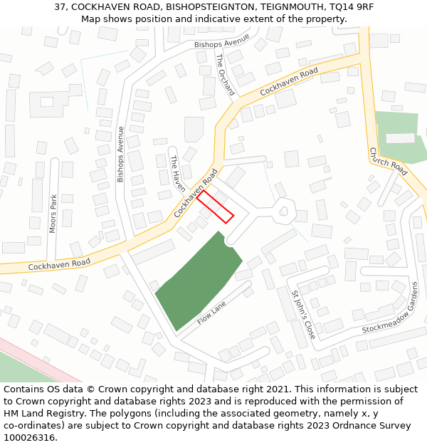37, COCKHAVEN ROAD, BISHOPSTEIGNTON, TEIGNMOUTH, TQ14 9RF: Location map and indicative extent of plot
