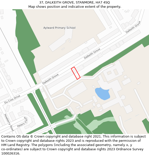 37, DALKEITH GROVE, STANMORE, HA7 4SQ: Location map and indicative extent of plot