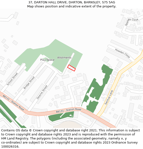 37, DARTON HALL DRIVE, DARTON, BARNSLEY, S75 5AG: Location map and indicative extent of plot