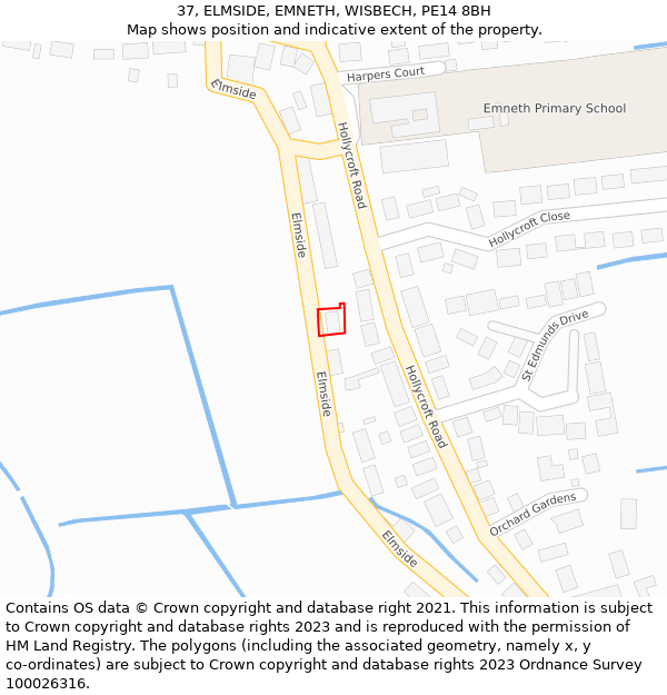 37, ELMSIDE, EMNETH, WISBECH, PE14 8BH: Location map and indicative extent of plot