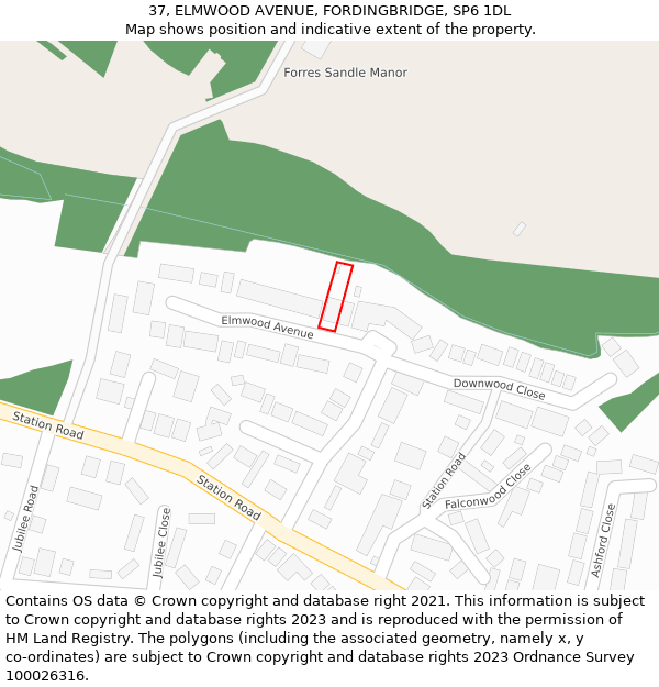 37, ELMWOOD AVENUE, FORDINGBRIDGE, SP6 1DL: Location map and indicative extent of plot