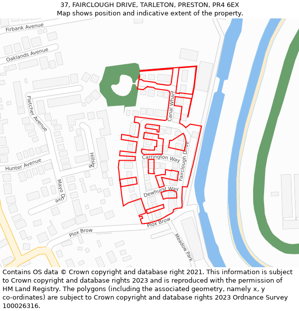 37, FAIRCLOUGH DRIVE, TARLETON, PRESTON, PR4 6EX: Location map and indicative extent of plot