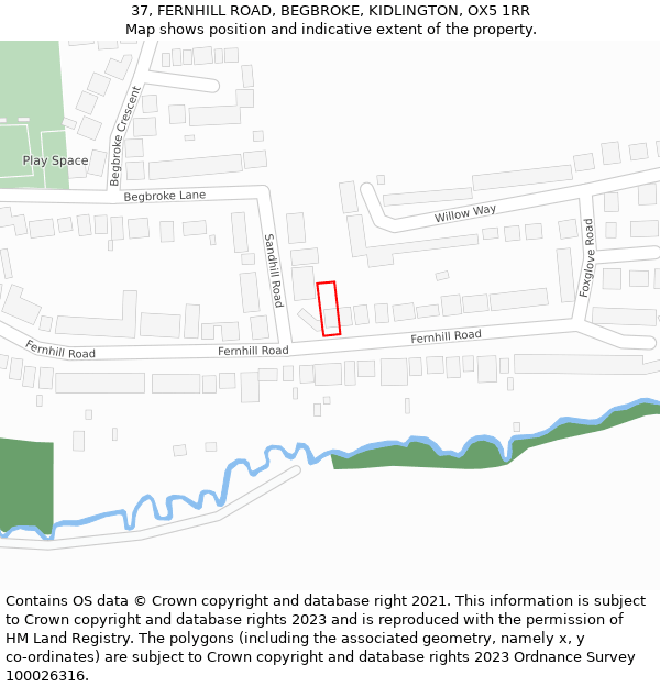 37, FERNHILL ROAD, BEGBROKE, KIDLINGTON, OX5 1RR: Location map and indicative extent of plot