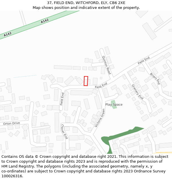 37, FIELD END, WITCHFORD, ELY, CB6 2XE: Location map and indicative extent of plot