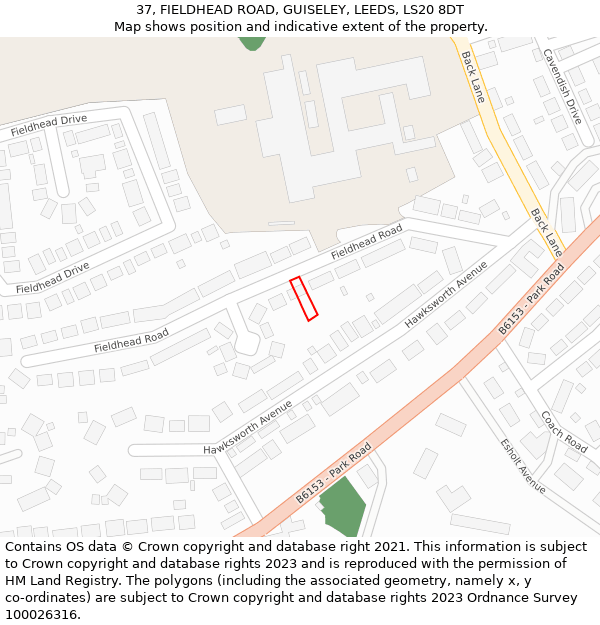 37, FIELDHEAD ROAD, GUISELEY, LEEDS, LS20 8DT: Location map and indicative extent of plot